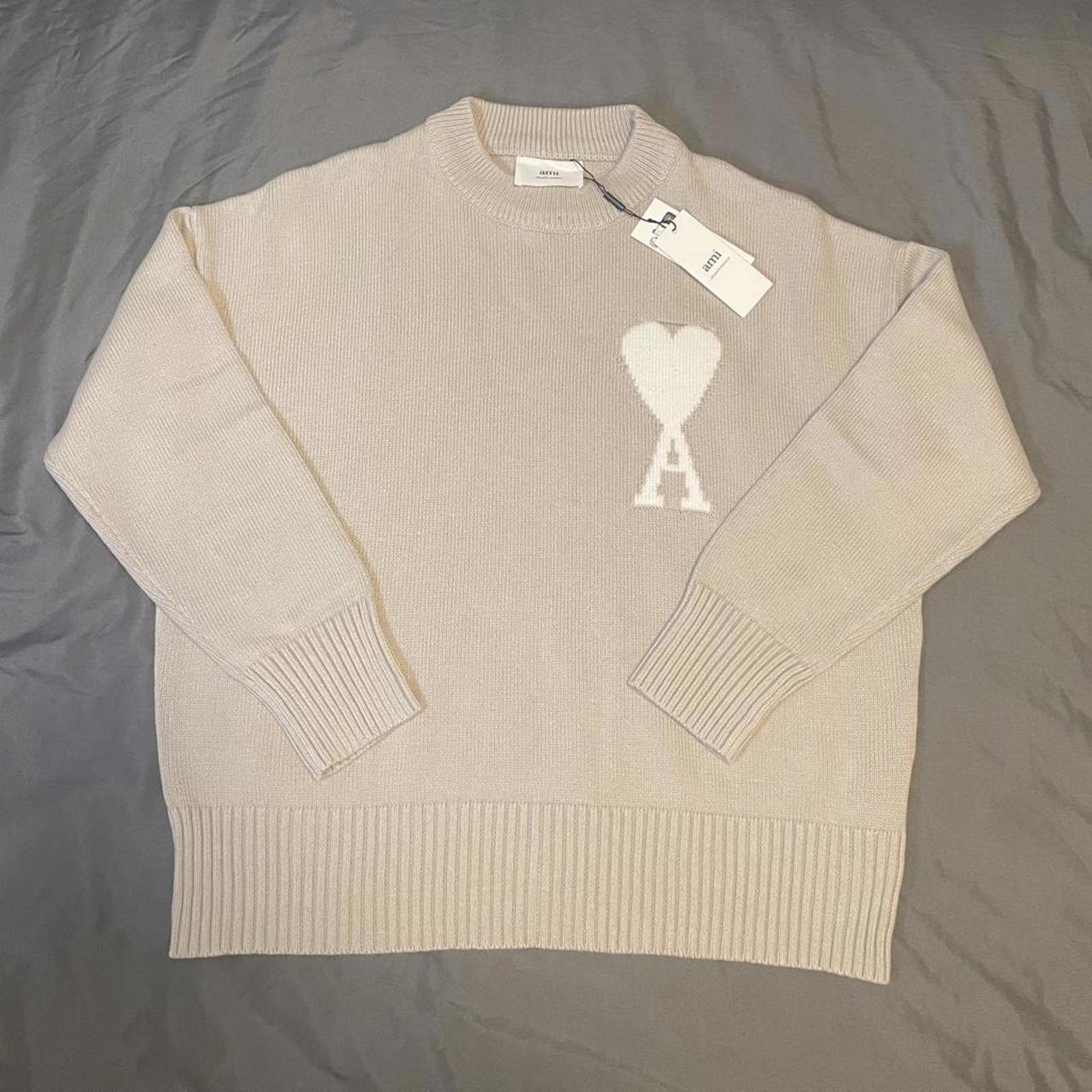 Ami Paris cream and white heart knit sweater new with tags.