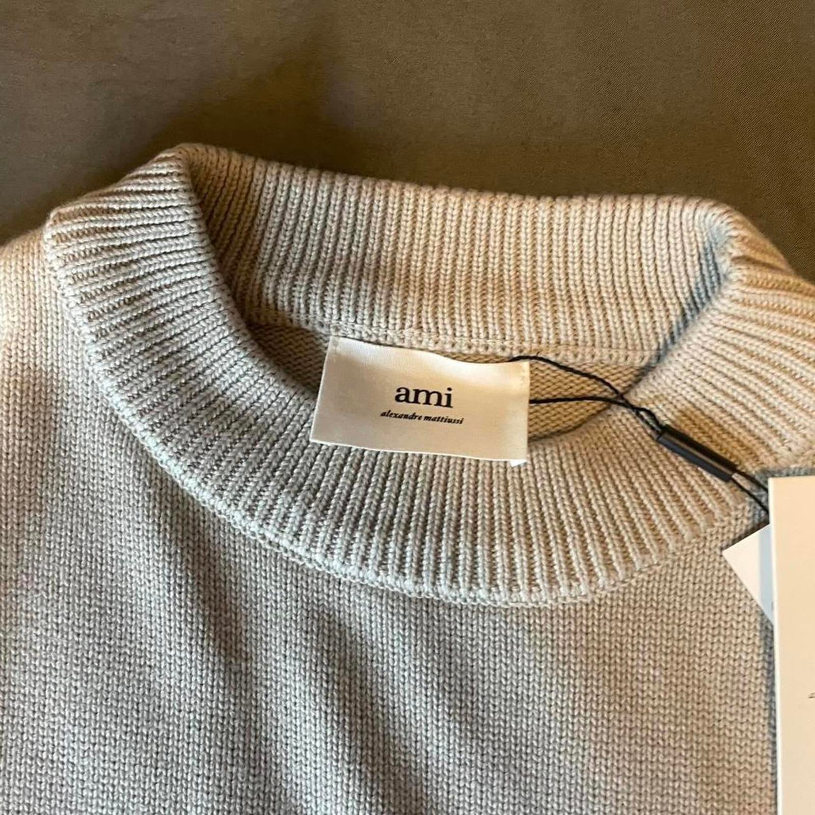 Ami Paris cream and white heart knit sweater new with tags.